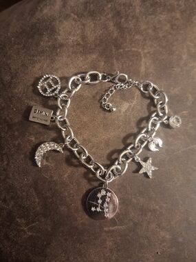 Gemini Charm Silver-Tone Zodiac Charm Bracelet